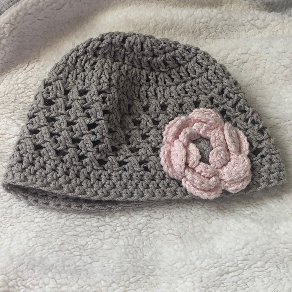 Hand knit girls hat